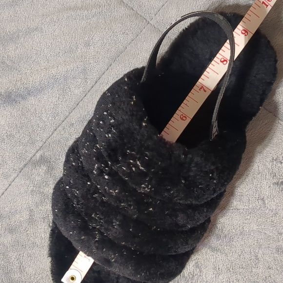 ugg fluff yeah metallic sparkle slides black silver women's size 5.5 - Picture 8 of 11